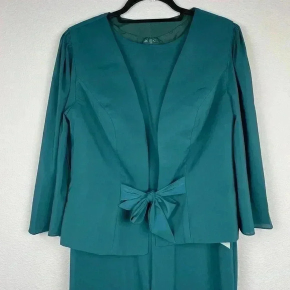 LAN TING Bride Women's 6 Emerald Mother of the Bride Jumpsuit Jacket Set Wedding - Picture 2 of 15